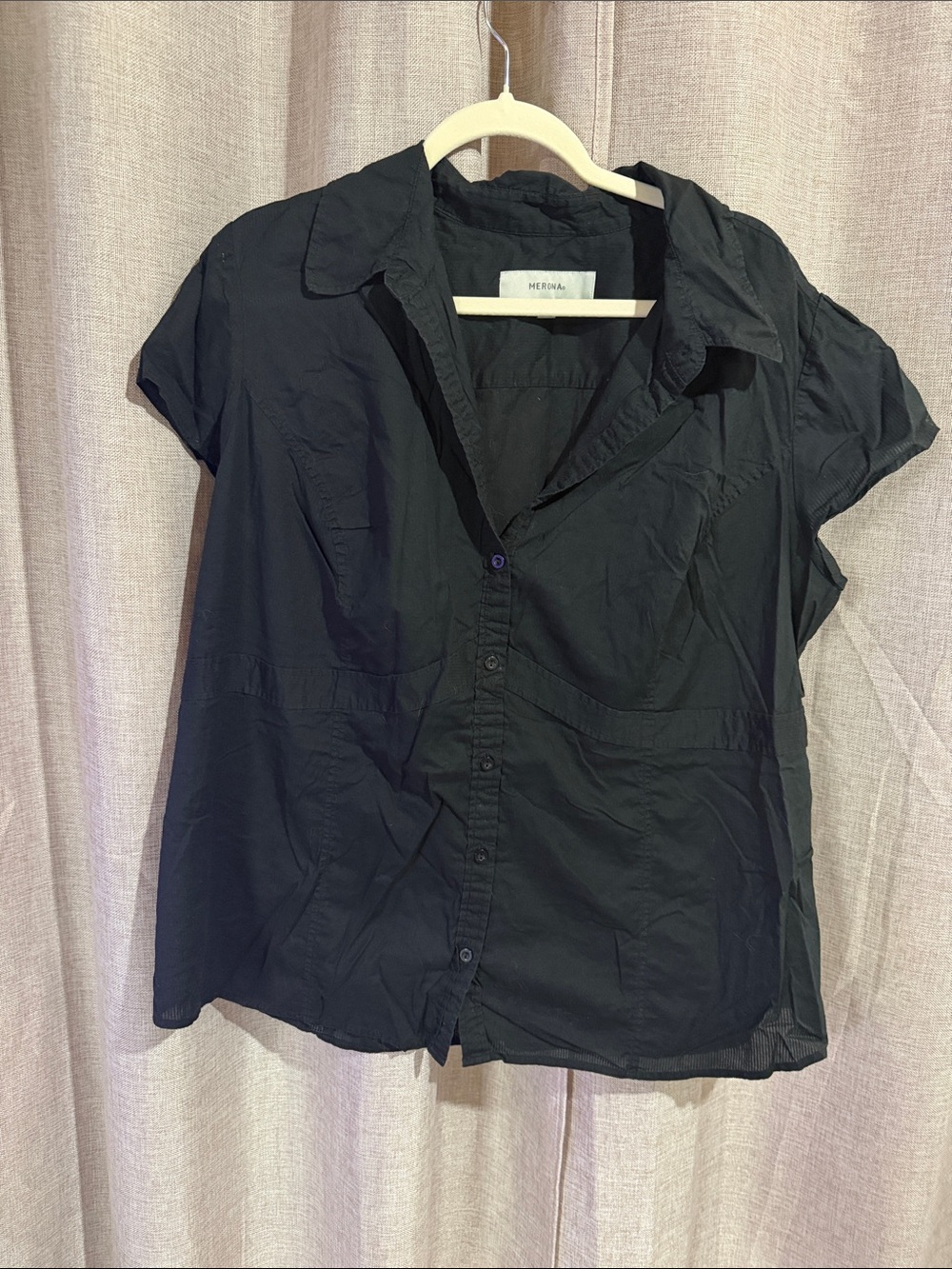 Merona Black Short Sleeve Button Down Shirt